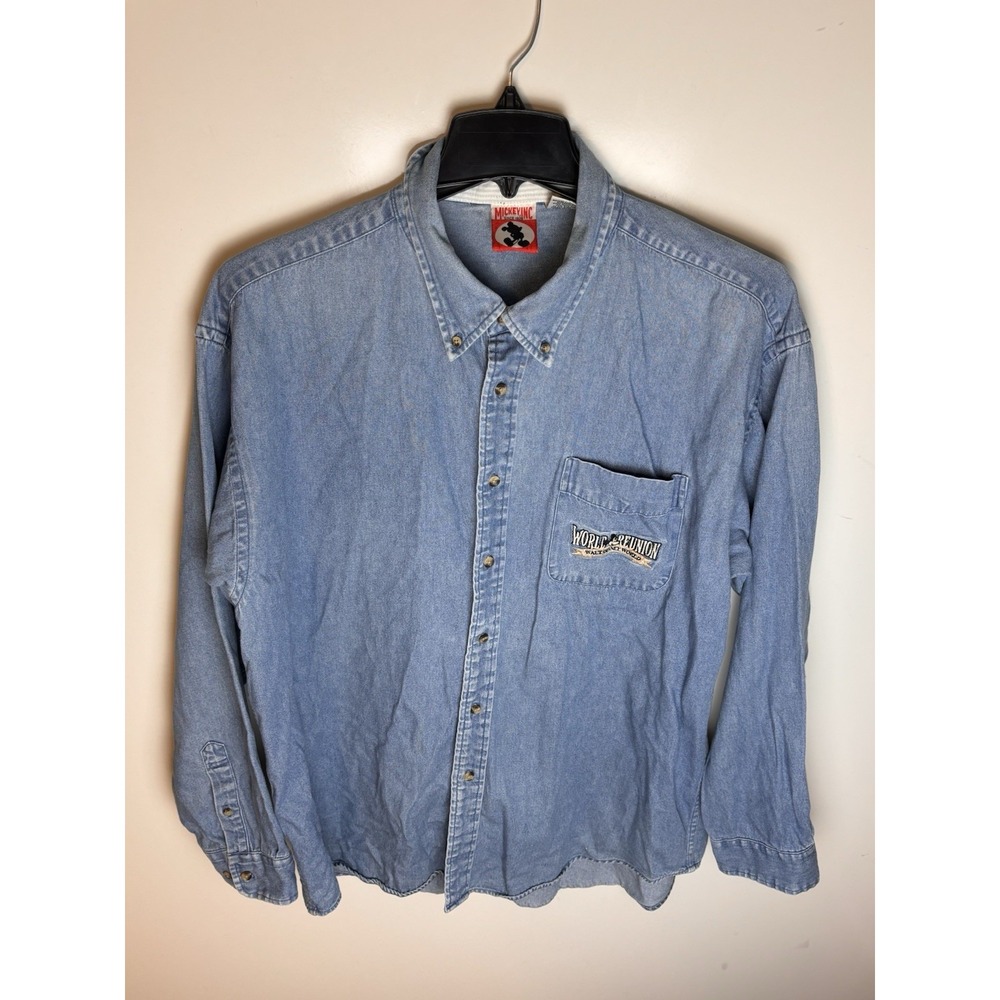 Disney World Reunion Walt Disney World Denim Shirt XXL Blue Long Sleeve
